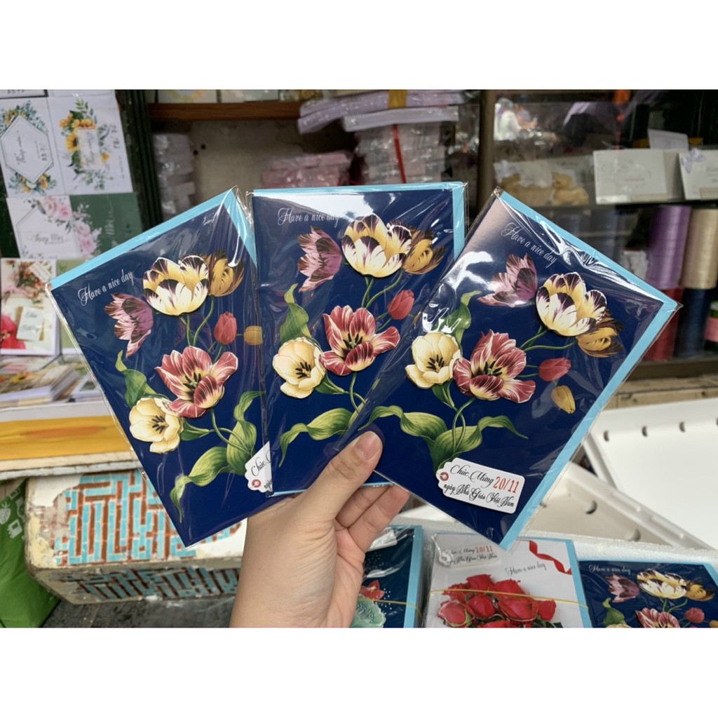 Combo 10 Thiệp chúc mừng ngày NHÀ GIÁO VIỆT NAM 20/11 loại in nổi 3D kích thước 15x10cm