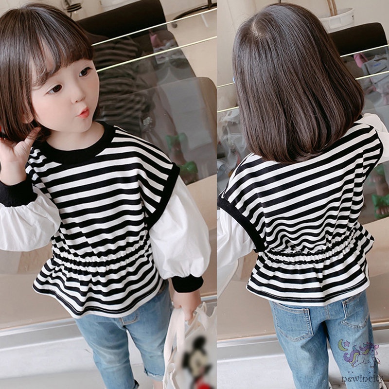 Áo Sweater Tay Dài Kẻ Sọc Thời Trang Hàn Quốc Cho Bé Gái