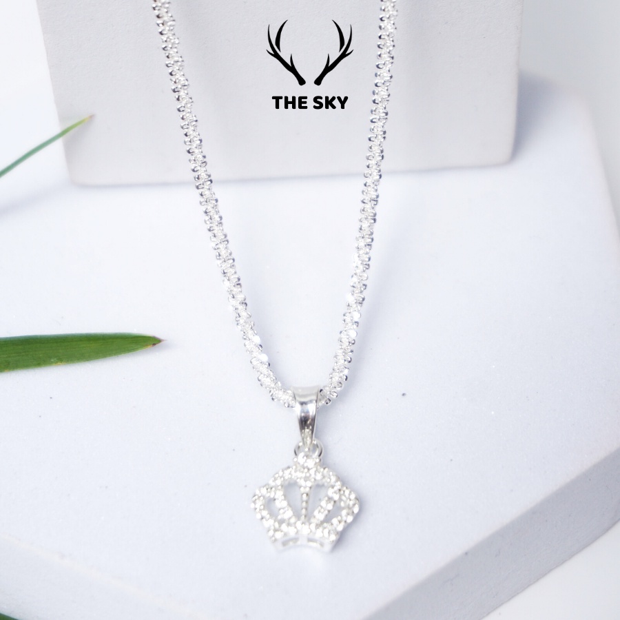 Dây chuyền bạc DC1007 Mặt hình vương miện đính đá nhỏ xinh, vòng cổ nữ phụ kiện trang sức đẹp