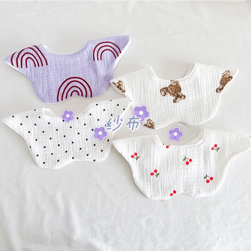 Yếm đeo cổ vải muslin cho bé trai bé gái phong cách Hàn Quốc 0-2 tuổi