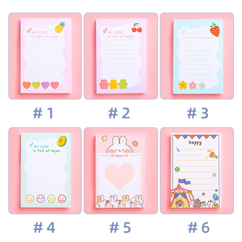 Set 100 Tờ Giấy Ghi Chú Họa Tiết Hoạt Hình Dễ Thương