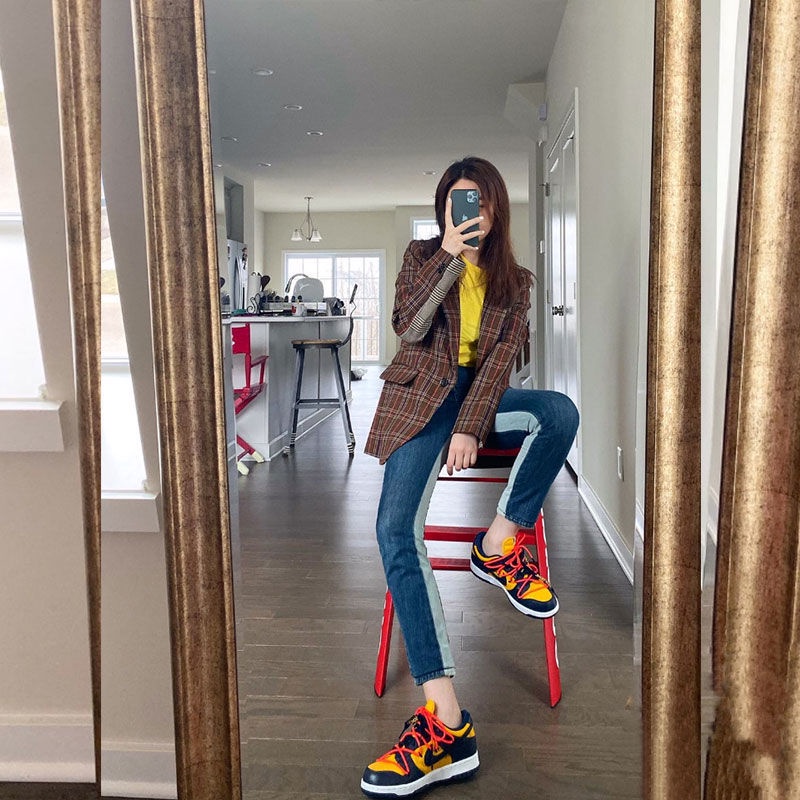 Giày thể thao nữ màu xanh lá cây Giày Sneaker Cột Dây Thời Trang Thu Đông Mới Cho Cặp Đôi