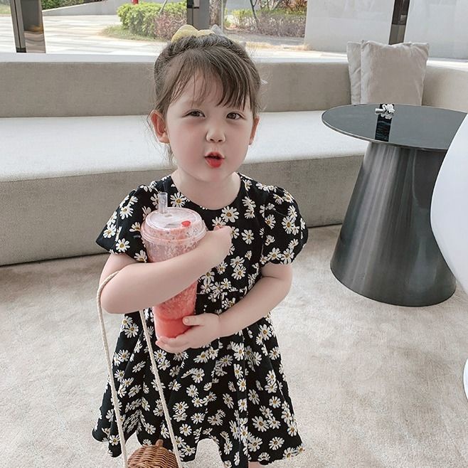 Đầm Công Chúa Chất Liệu Chiffon In Họa Tiết Hoa Cúc Phong Cách Phương Tây Thời Trang Mùa Hè Mới Cho Bé Gái