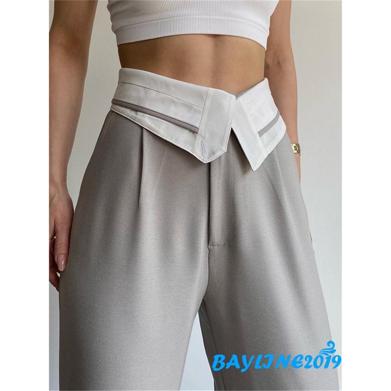 Quần Dài Lưng Cao Ống Đứng Khóa Kéo Thời Trang Cho Nữ