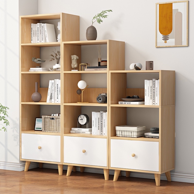 Kệ Sách Đa Năng - Tủ Sách Phong Cách Bắc Âu Có Hộc Tủ Gọn Gàng, Tiện Ích