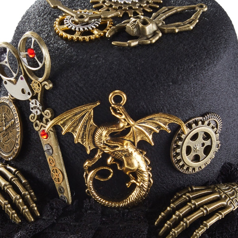 Mũ Rộng Vành Hóa Trang Halloween Phong Cách Steampunk Cá Tính