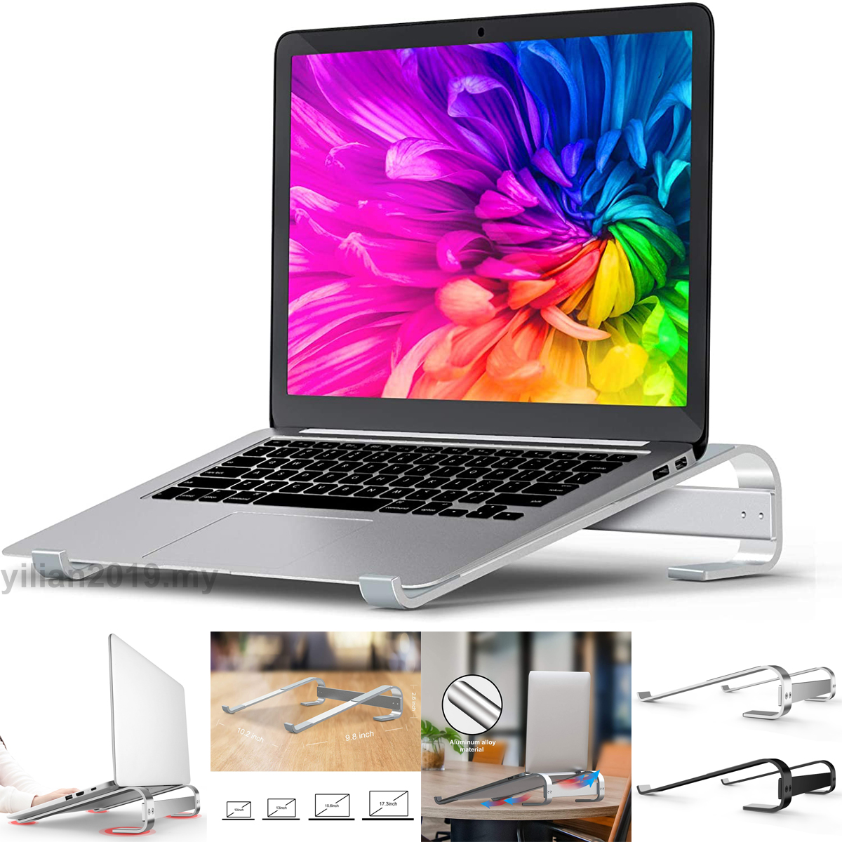 Giá Đỡ Laptop Bằng Nhôm Màu Bạc Cho Macbook Air Pro Huwei Xiaomi Dell Xps Hp 11 14 15.6 17.3 Inch