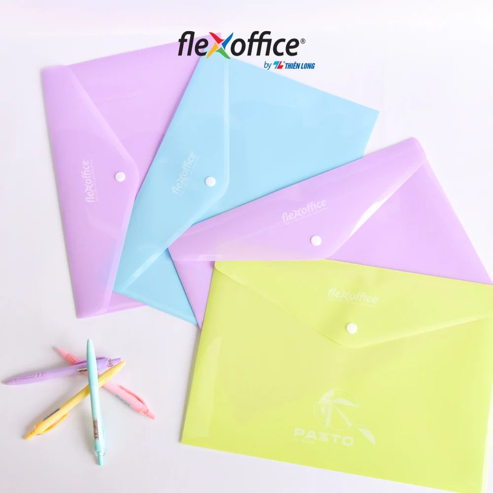 Bìa nút Pazto màu Pastel Thiên Long Flexoffice FO-CBF009 / Túi cúc khổ A4 Thiên Long CBF009