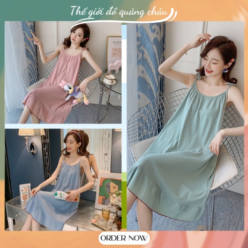 Váy Ngữ Nữ 2 Dây Thắt Nơ Dáng Suông - Hàng Quảng Châu Cao Cấp (VD2)
