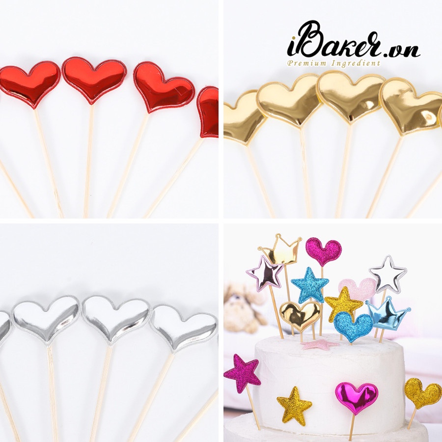 Tag cắm trang trí set 5 trái tim HB040