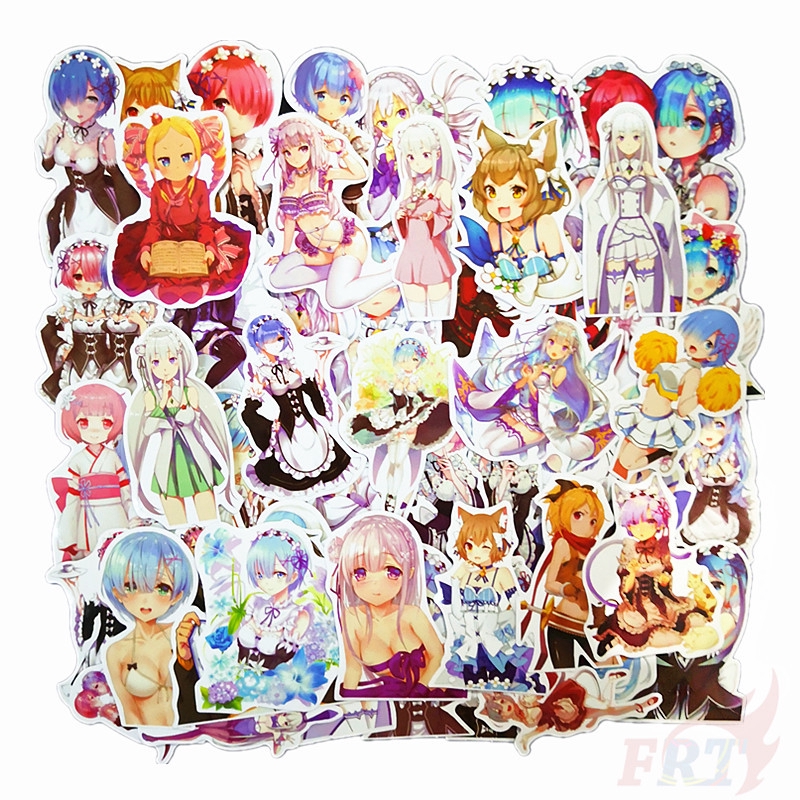 ❉ Re:Zero Series 02 - Anime Cartoon Rem Ram Emilia Stickers ❉ 50Pcs/Set DIY Fashion Mixed Waterproof Doodle Decals Stickers