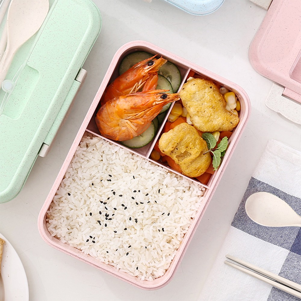 (Có Giấy Kiểm Định) Hộp Đựng Cơm Lúa Mạch - Cốc Canh - Túi Giữ Nhiệt Ăn Trưa Văn Phòng - Cà Mèn Chia 3 Ngăn Bento Cute