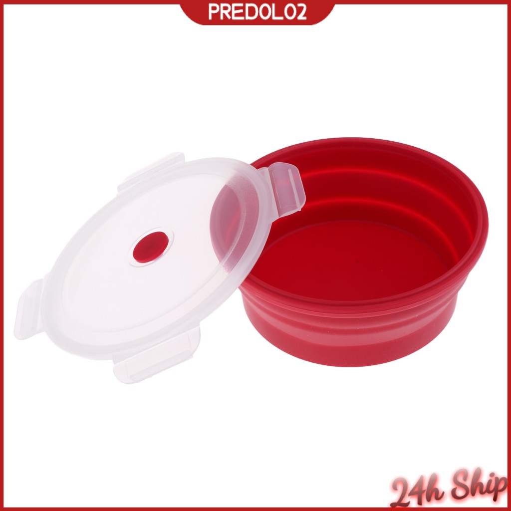 [Predolo2] Tô Silicone Đựng Thức Ăn Cắm Trại Không BPA Dung Tích 400ml Màu Đỏ