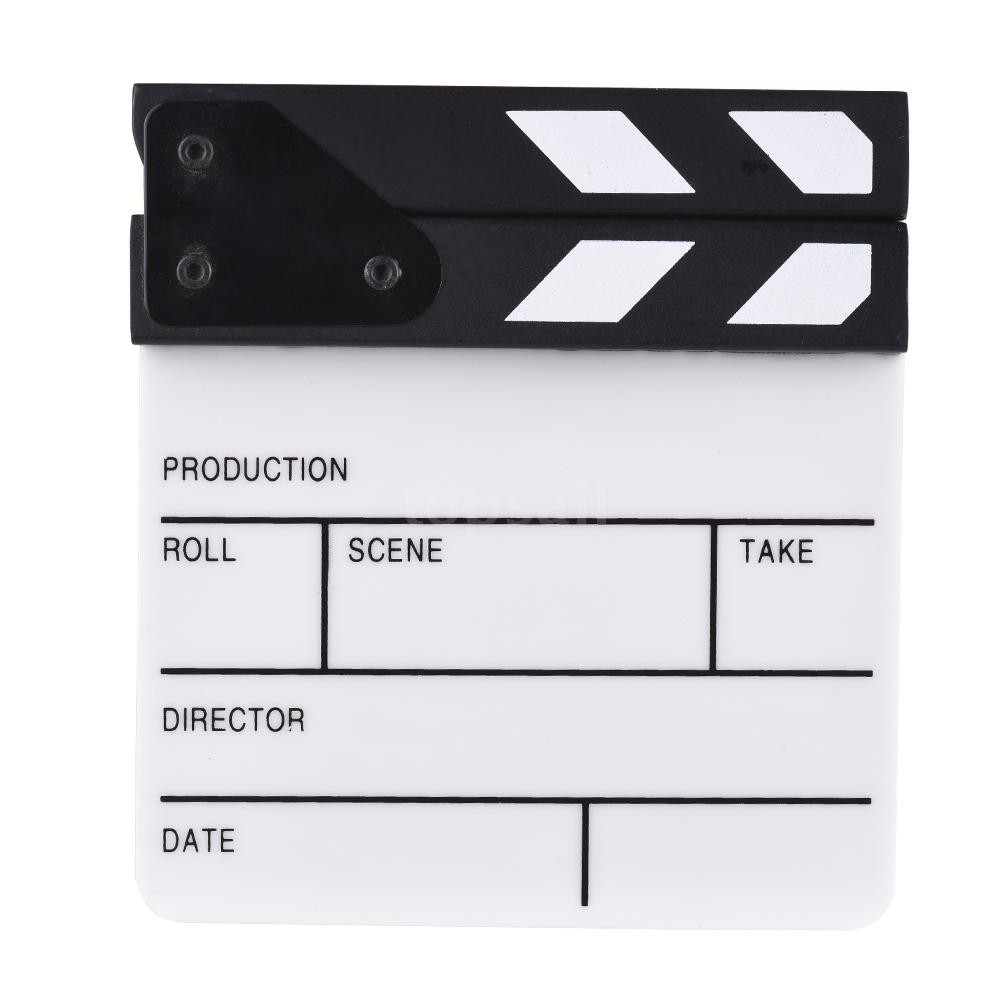 Compact Size Acrylic Clapboard Dry Erase TV Film Movie Director Cut Action Scene Clapper Board Slate