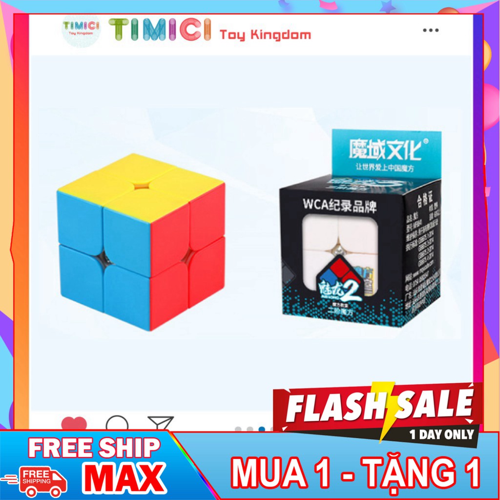 ( MUA 1 - TẶNG 1 ) [RB002] Rubik 2x2 Stickerless MoYu MeiLong MFJS Rubik 2 Tầng Phát Triển Trí Thông Minh Cho Bé  - TẶNG