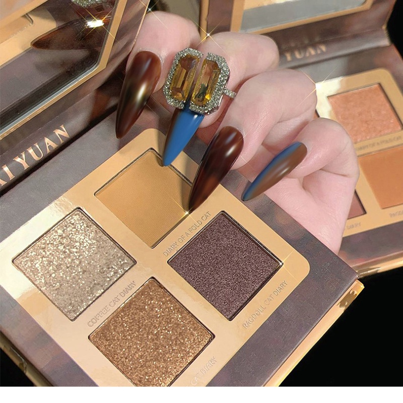 Bảng phấn mắt XIYUAN bốn màu lì và ánh ngọc trai kết hợp thời trang