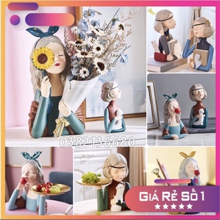 Bình hoa cô gái-Lọ hoa cô gái-cô gái cắm hoa,ôm hoa