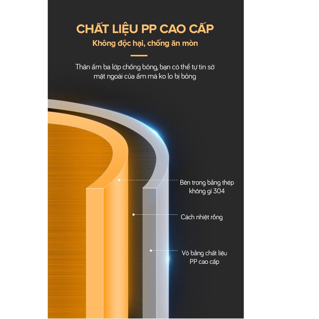 Ấm siêu tốc 2 lớp 1.5L Tsuki TS-DS01-W lòng ấm bằng inox 304 đúc nguyên khối, tự ngắt điện an toàn khi đun cạn nước