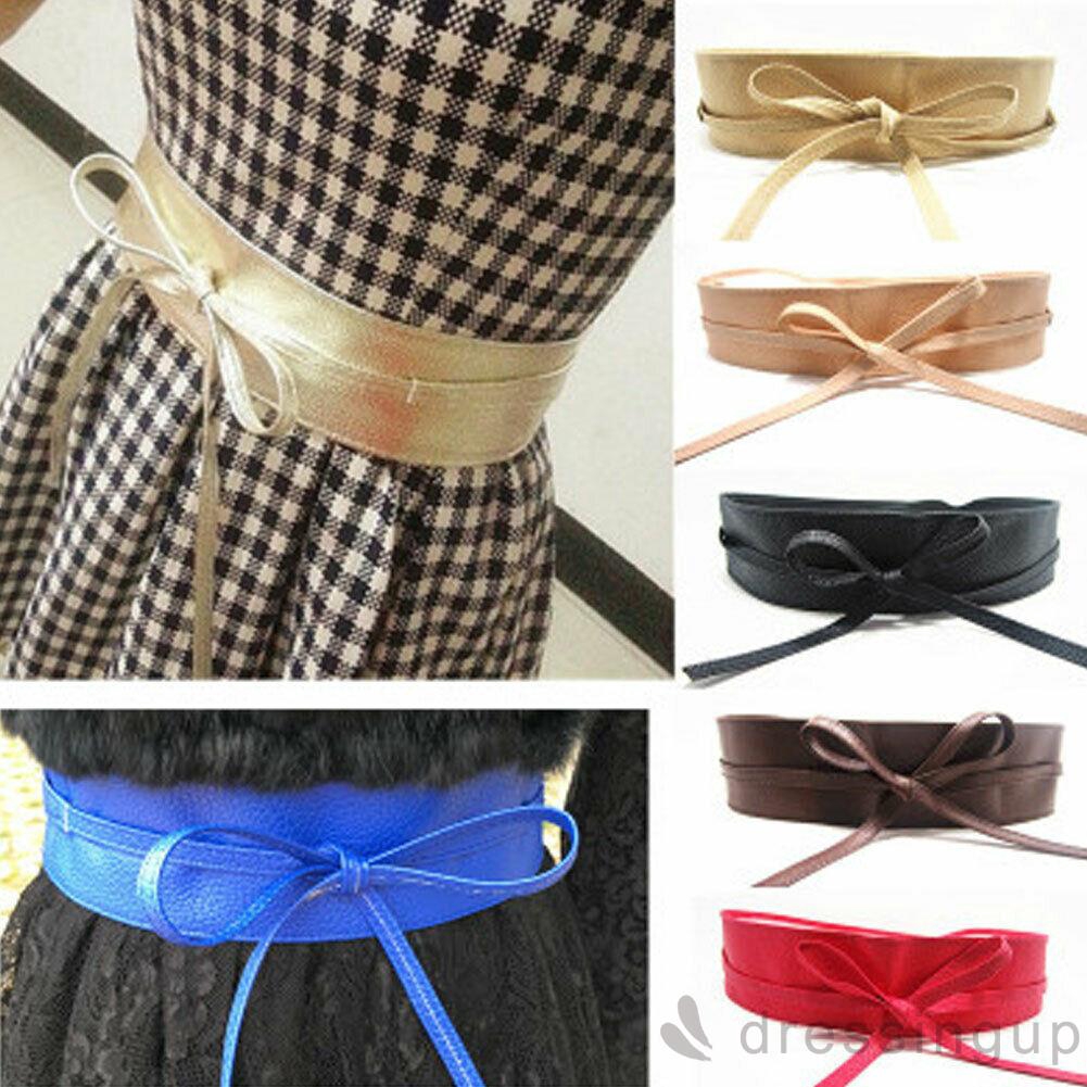 DRESSINGUP-Thắt Lưng Da Bản To Phối Dây Đan Chéo Thời Trang Cho Nữ