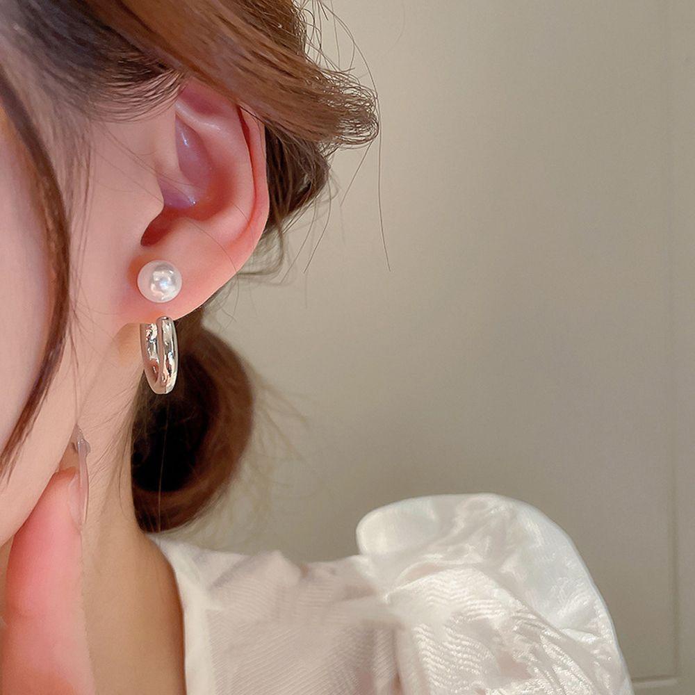 Bông Tai Bán Nguyệt Hình Chữ C Bằng Kim Loại Cá Tính Cho Nữ BACK2LIFE