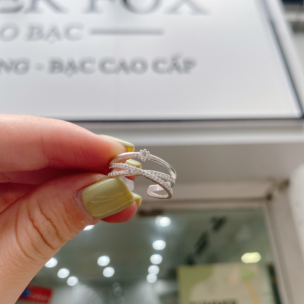 Nhẫn Bạc Ta CaoBac Silver Thiết Kế Ba Sợi Sợi Trơn 2 Sợi Đá Đan Nhau Nhẹ Nhàng Lấp Lánh Độc Lạ Dành Tặng Cho Bạn Gái