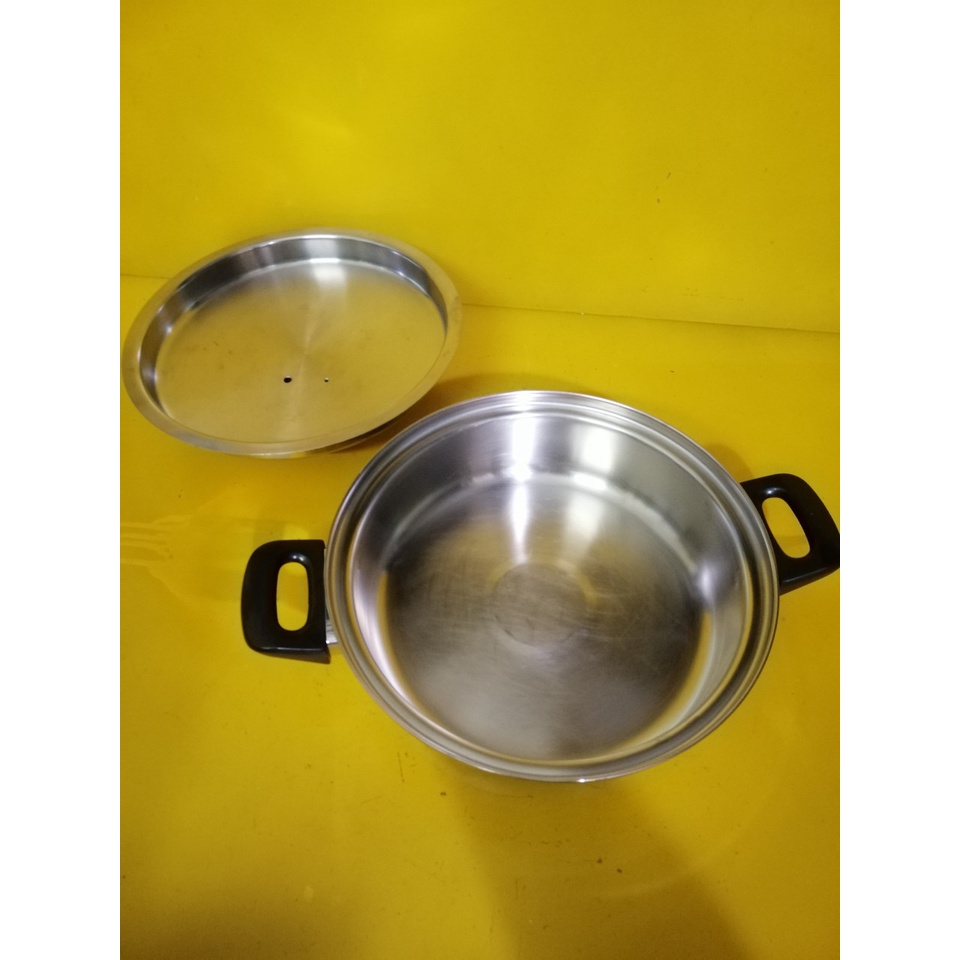 Nồi lẩu (chảo) inox nội địa Nhật (made in Japan), size 27cm, cao 7cm (mã 659), Dùng được bếp từ