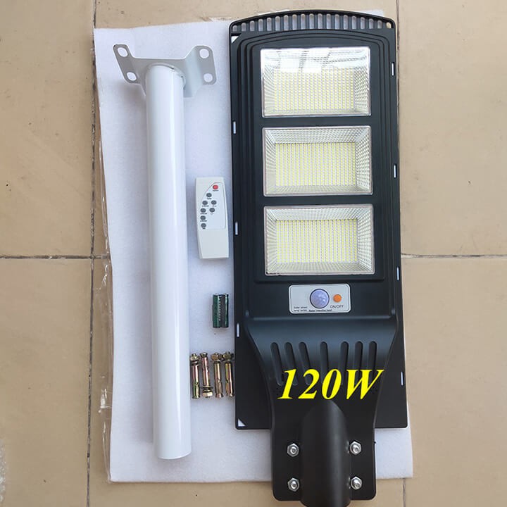 Đèn đường năng lượng mặt trời cảm biến ánh sáng 120W, đèn năng lượng mặt trời sân vườn