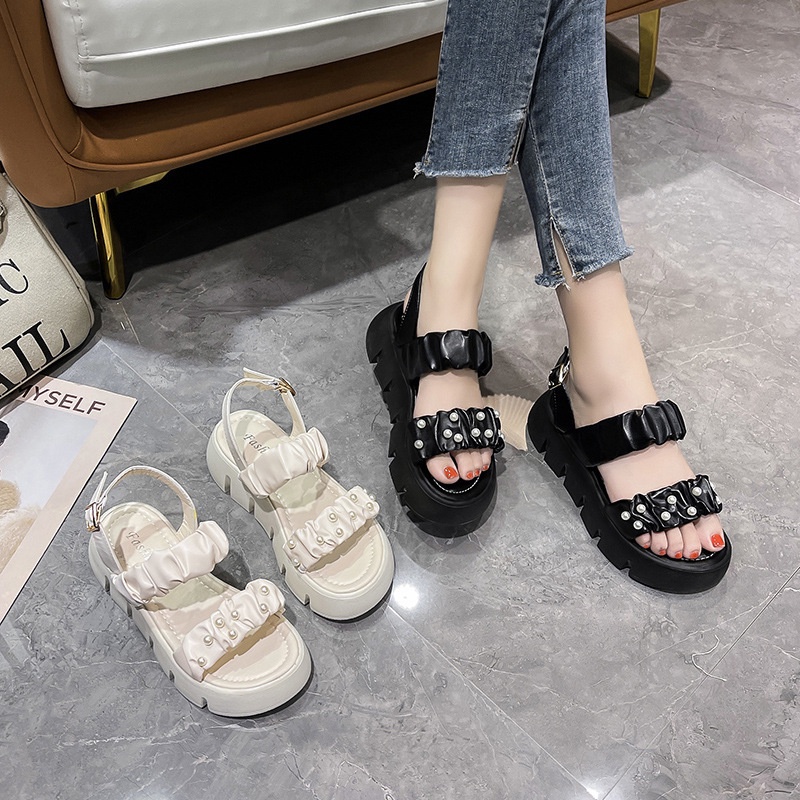 Giày Sandal Thể Thao Đế Xuồng Dày Cài Khóa Thời Trang Mùa Hè 2022 Cho Nữ