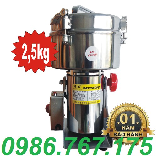 Máy xay, nghiền đồ khô, bột ngũ cốc chất liệu INOX 304 cỡ siêu lớn 2.5KG, công suất 4000W xay được khối lượng rất lớn