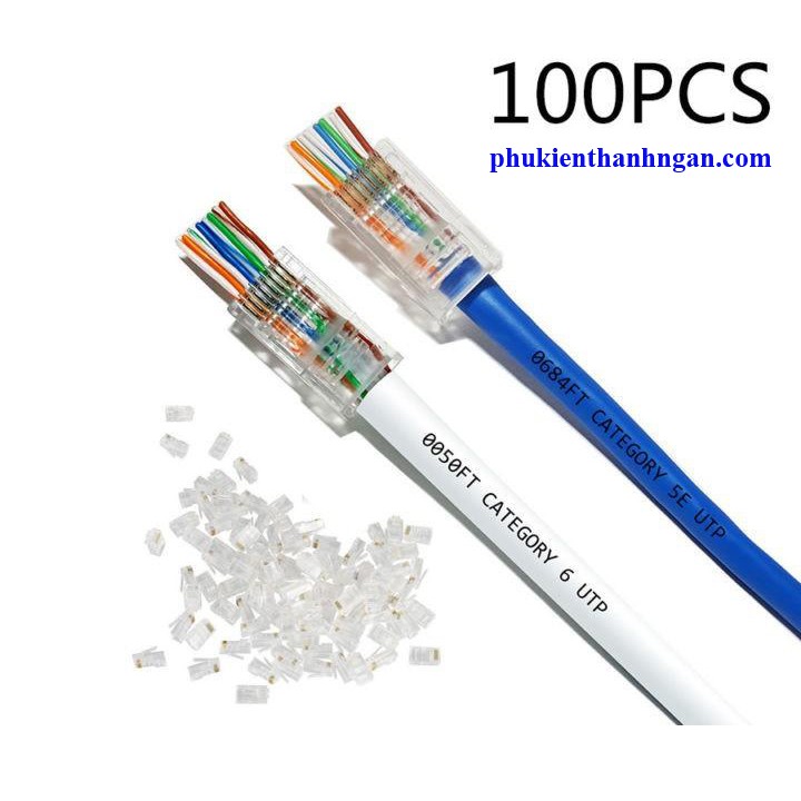 HẠT MẠNG XUYÊN THẤU CAT.6 ĐỒNG NGUYÊN CHẤT- RJ45 CAT6 XUYÊN THẤU