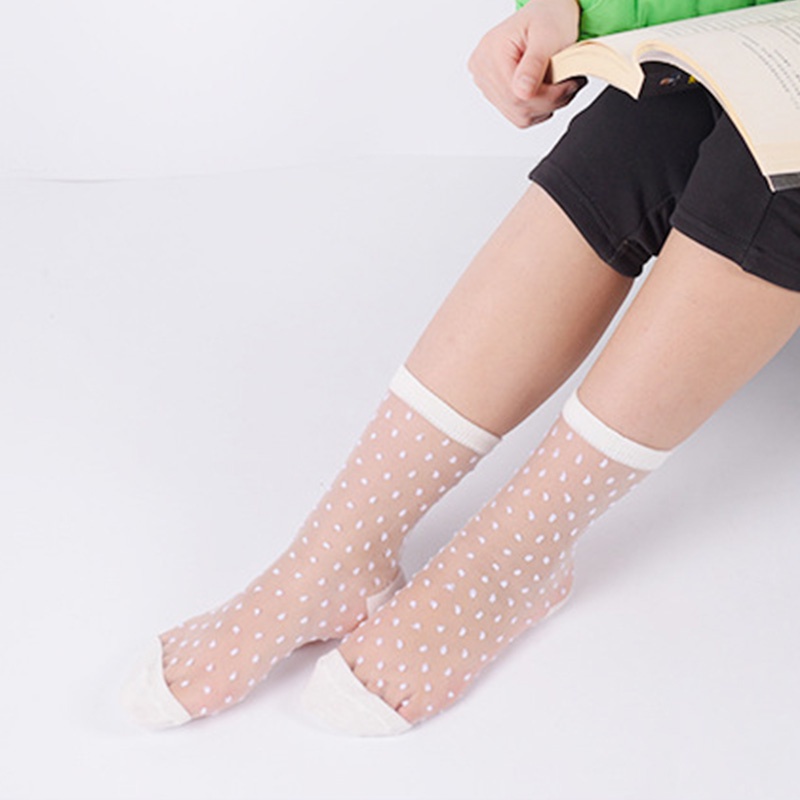 Vớ ecmln vải lưới trong suốt co giãn in họa tiết chấm bi phối ren quyến rũ nhiều kiểu dáng dành cho nữ 2022