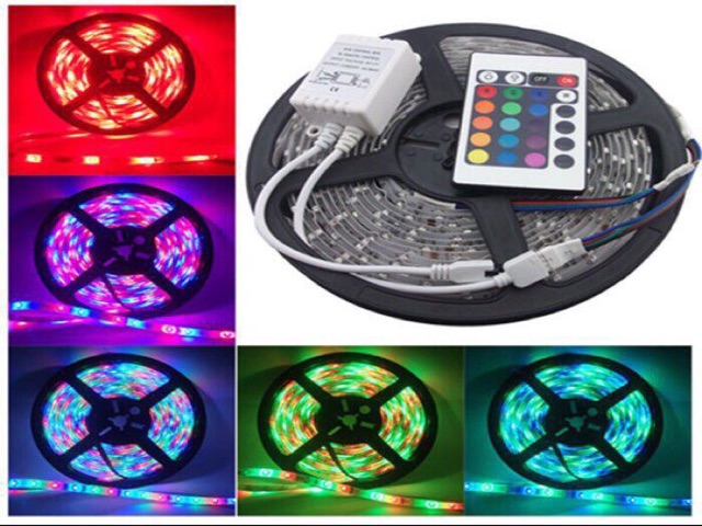 Cuộn đèn Led dây dán 5m nhiều màu có remote điều khiển kèm nguồn