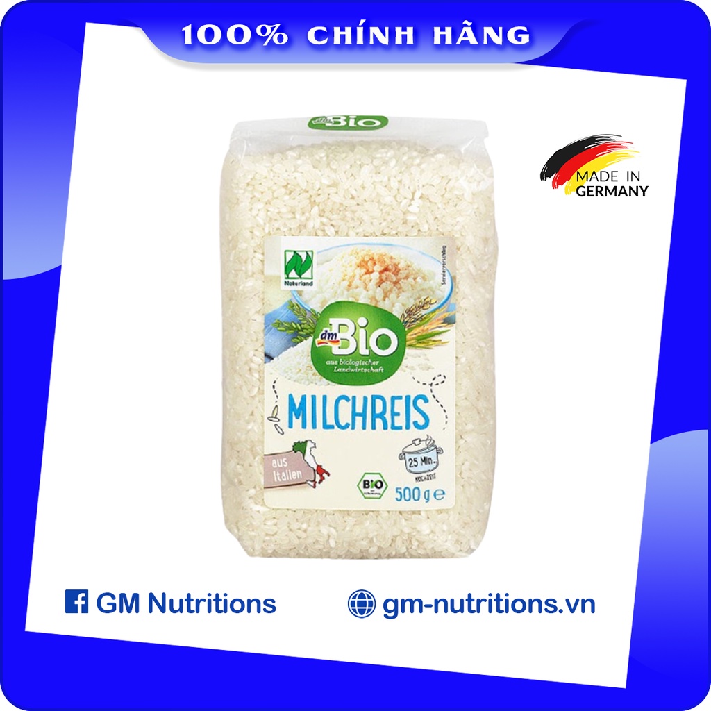 Gạo sữa hữu cơ ăn dặm cho bé Dm Bio Milchreis Đức túi 500gr