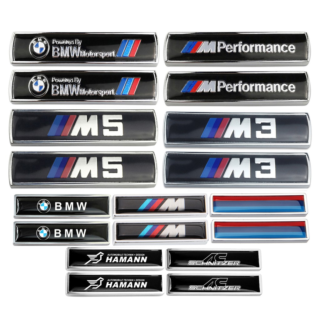 Bộ 2 Đề Can Kim Loại M Power M3 M5 AC Hamann Dán Trang Trí Thân Sau Xe Hơi BMW E87 E93 E86 E63 E64 X1