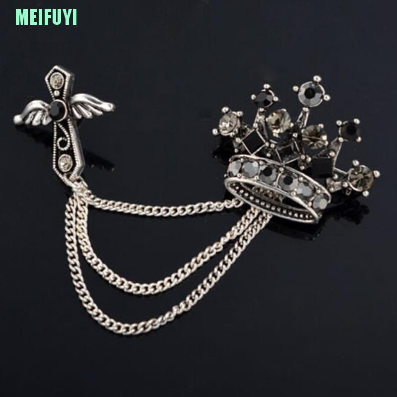 Trâm cài áo hình vương miện đính đá lấp lánh thời trang nam nữ sang trọng