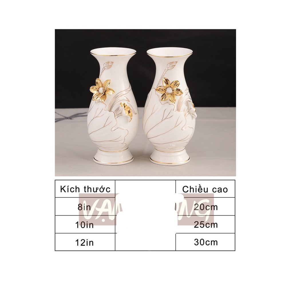 Bình Hoa Thờ Sứ Bạch Ngọc Kim Sen