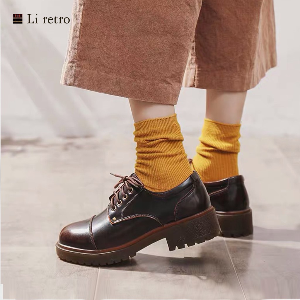 57671-1 Derby shoes - Giày da nữ vintage Li retro giày da thật - genuine