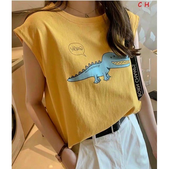 ÁoThun Nữ 3 Lỗ tanktop In Hình Khủng Long Cạp Cạp Cute Đáng Iu [NEW UNISEX]