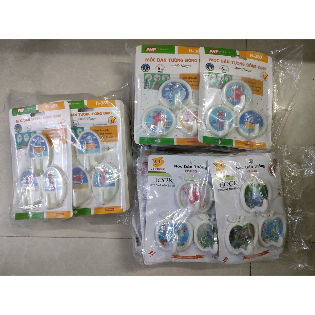 Vĩ 3 móc dán tường đóng đinh