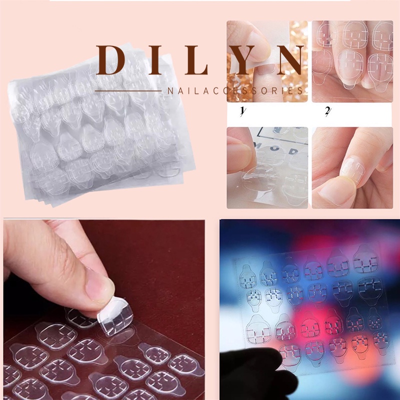Phụ Kiện Nail - Tấm 24 miếng dán 2 mặt dán móng