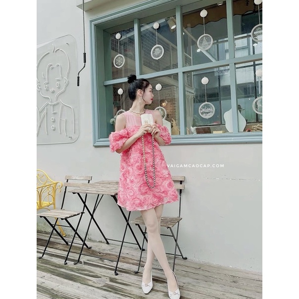 Vải Ren Hoa Hồng 3D