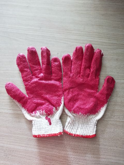 Sỉ 3 đôi găng tay len bảo hộ lao động phủ nhựa 1 mặt loại dày