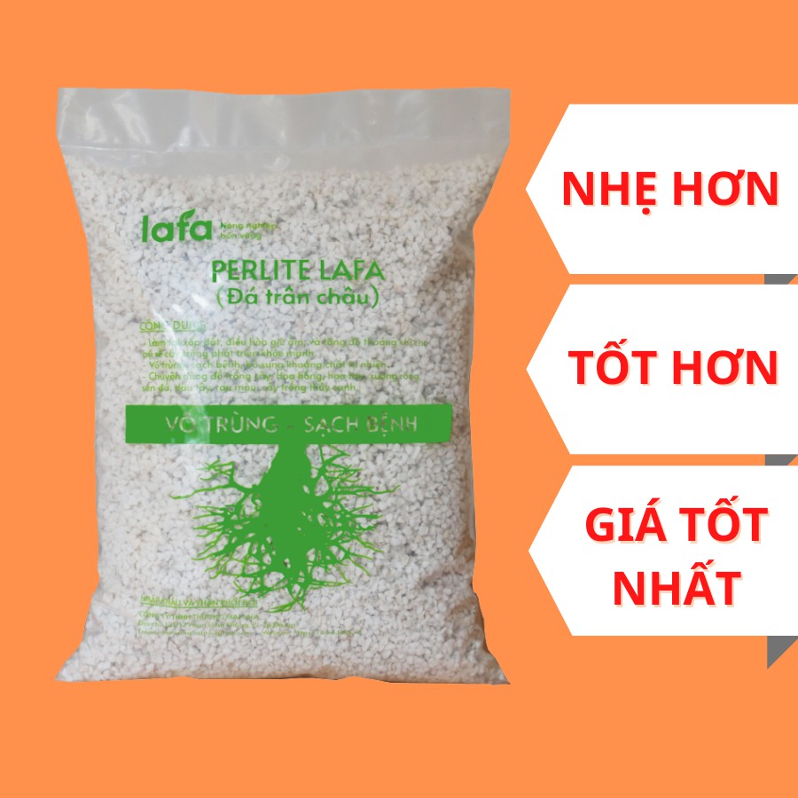 Đá Perlite đá chân trâu giá thể trồng cây sen đá hoa hồng thể tích 5dm3 đã giãn nở hoàn toàn, cấu trúc nhẹ hơn