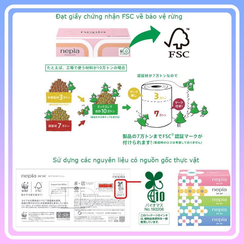 Giấy ăn khô Nepia set 5 hình hoa dai mịn, không bụi, không chứa chất độc hại,150 tờ đôi 2 lớp