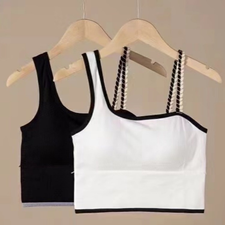 Áo Bra 2 Dây Kiểu Dáng Lệch Vai Dạng croptop