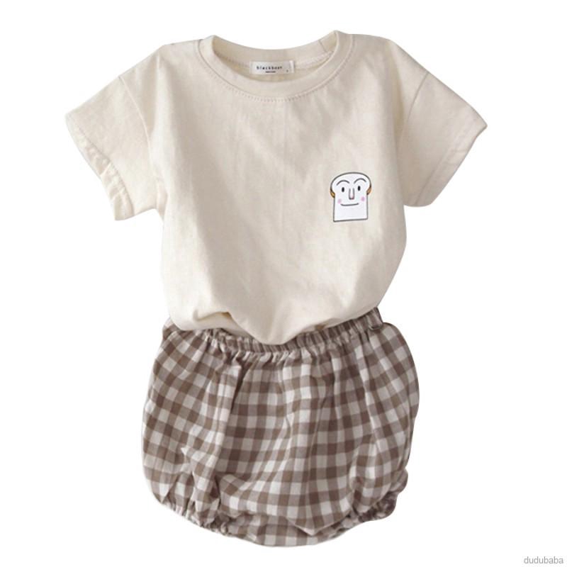 Set Áo Thun Tay Ngắn Và Quần Short Caro Cho Bé
