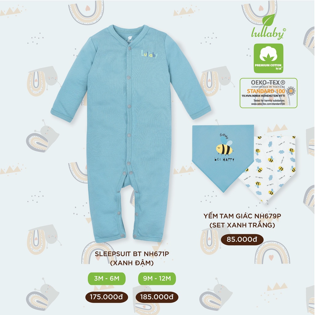 Body liền quần, sleepsuit cotton dày Lullaby NH671P/ NH672P