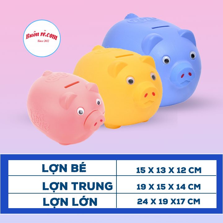 Lợn nhựa tiết kiệm tiền cho bé 3 size Việt Nhật (2980/2981/2982), Ống heo đựng tiền ngộ nghĩnh đáng yêu -br 01506