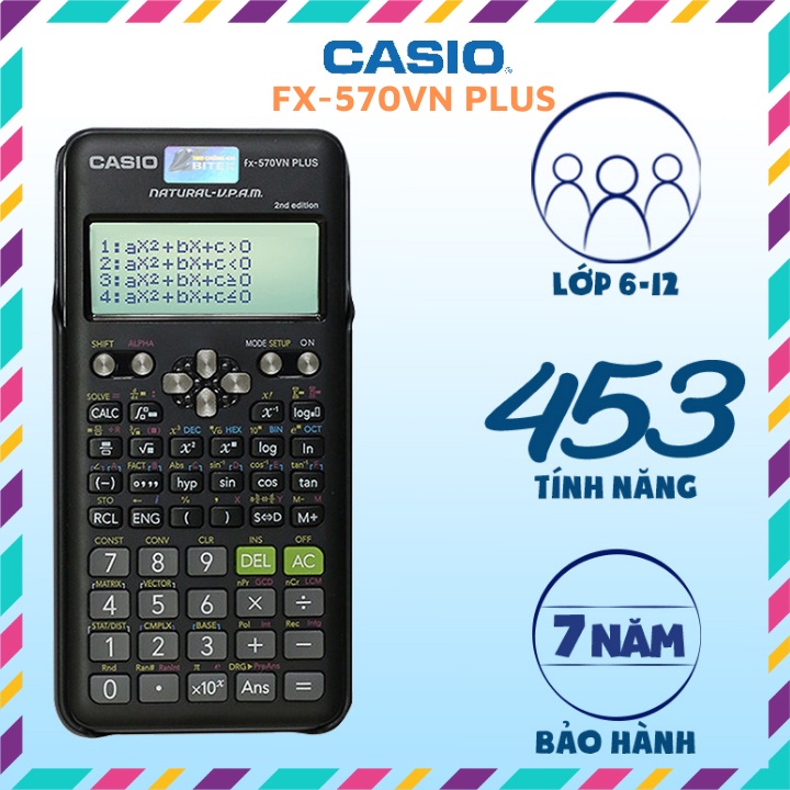 Máy tính Casio FX-570VN Plus New (2nd Edition) dành cho học sinh cấp 2, cấp 3 có thể mang vào phòng thi