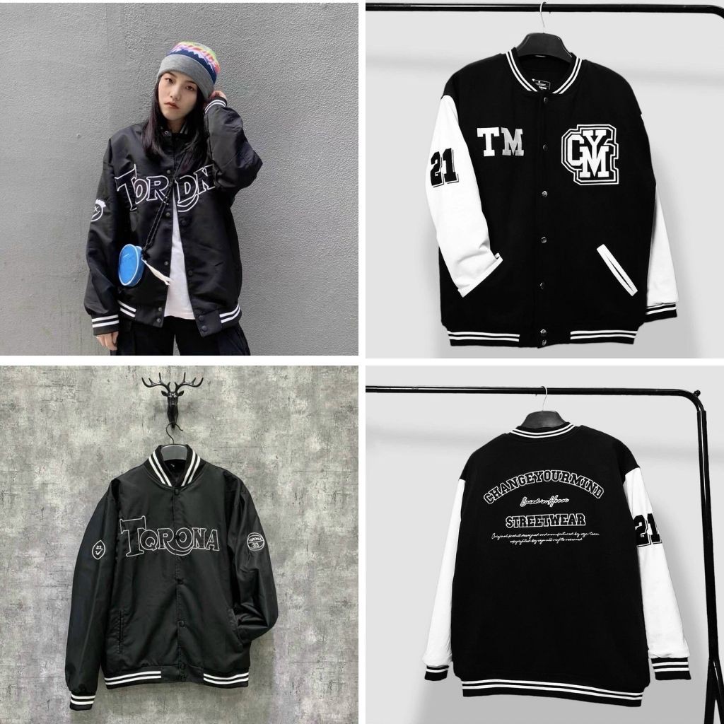 Áo khoác nhẹ unisex form rộng kiểu bomber bóng chày 4S AKD08 phong cách Hàn Quốc chất liệu dù 2 lớp streetstyle